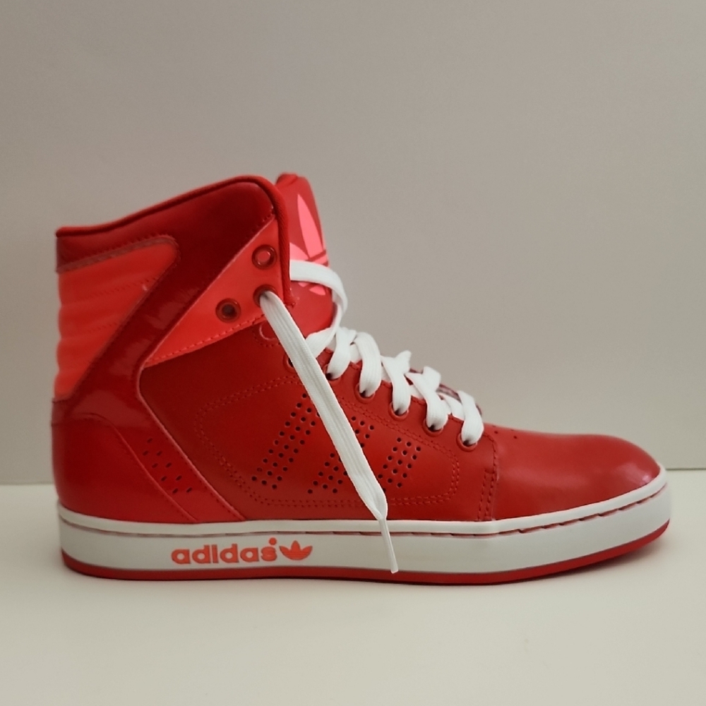Adidas Bold Red High-Tops with White Accents